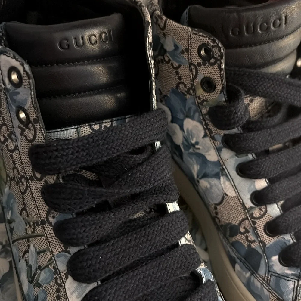 EUC [Gucci] Authenticated Bloom GG Floral High Top Sneakers Men’s US 8.5 w/ Box - Picture 9 of 16